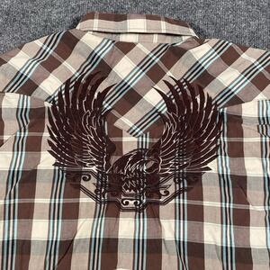 Rock & Roll Cowboy Panhandle Slim Plaid Rancher Button Shirt Mens XL Eagle